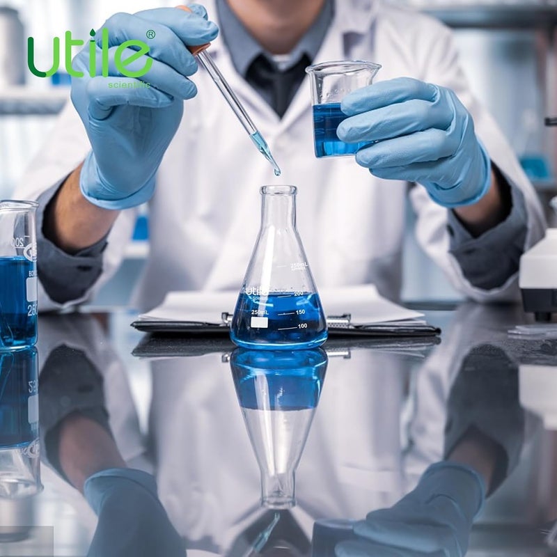 UTILE Erlenmeyer Glass Flask, 6pcs 150ml Glass Erlenmeyer Flask Set, Borosilicate 3.3 Glass Conical Flasks for Laboratory with Printed Graduation,4016.0150.6 - Image 5